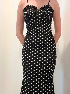 Black Dress with White Polka-dots, Size S
